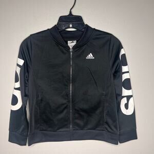 Boys Adidas Full Zip Up Track Jacket Adidas on Sleeve Size Youth Medium 10/12